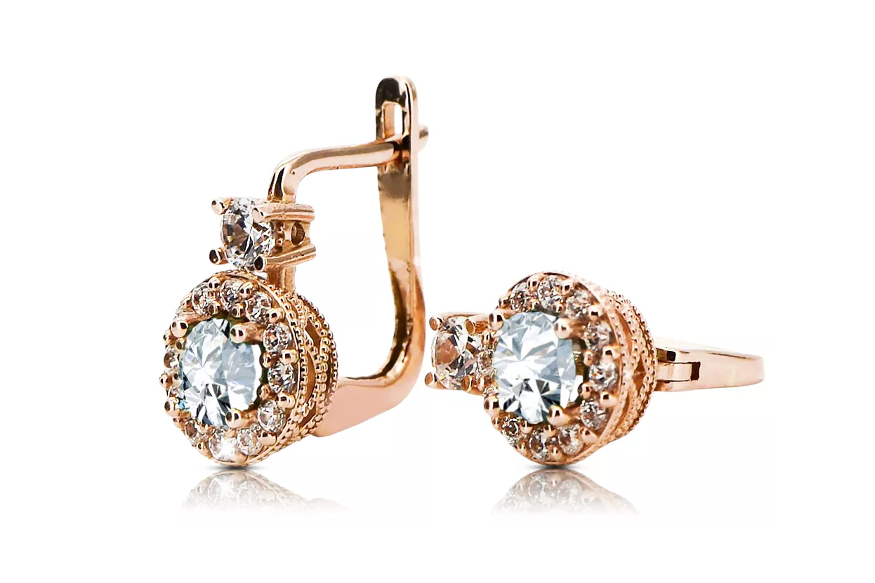 Vintage craft Earrings Zircon 14K Rose gold cec003r Vintage craft Earrings Zircon 14K Rose gold cec003r